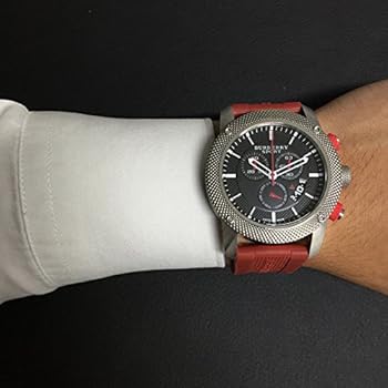 Burberry Sport Chronograph Black Dial Red Rubber Mens Watch